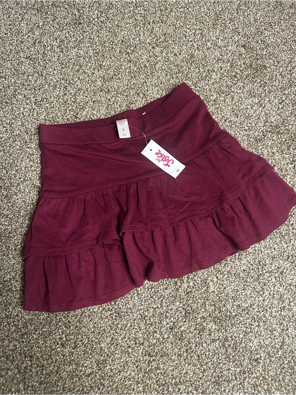 burgundy justice ruffle skort